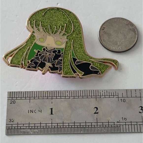 Green Glitter Anime Cute Girl Enamel Lapel Pin 3Liemarie - Picture 2 of 3